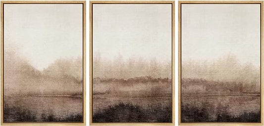 SIGNWIN Framed Canvas Print Wall Art Set Pastel Watercolor Brown Landscape Nature Wilderness Illustrations Modern Art Decorative Nordic Abstract for Living Room, Bedroom, Office - 16"x24"x3 Natural
