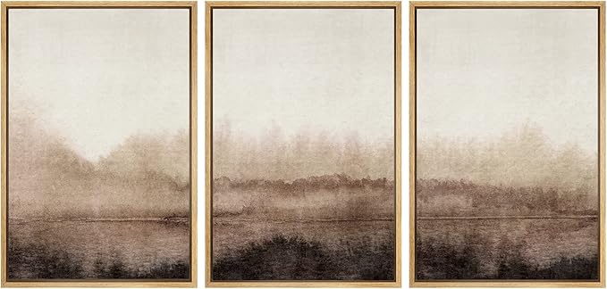 SIGNWIN Framed Canvas Print Wall Art Set Pastel Watercolor Brown Landscape Nature Wilderness Illustrations Modern Art Decorative Nordic Abstract for Living Room, Bedroom, Office - 24"x36"x3 Natural