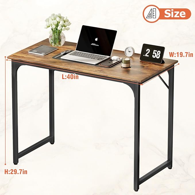 Computer Desk 39.4" Home Office Writing Desk, Modern Simple Style Table for Work Study Gaming,Workstation for Home Office,Brown
