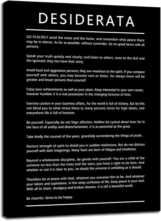 Inspirational Canvas Wall Art for Office Desiderata Entrepreneur Quotes Motivational Posters Picture Prints Canvas Modern Home Decor Painting Artwork Stretched and Framed Ready to Hang [18''W x 24''H]