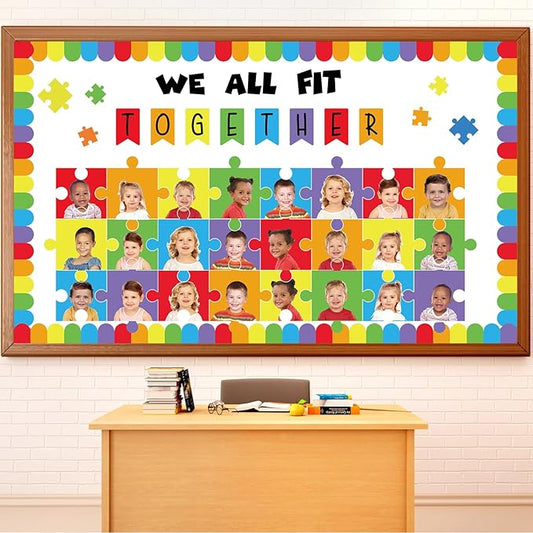 gisgfim Building Blocks Classroom Bulletin Board Decorations We All Fit Together Cutouts Toy Bricks Bulletin Board Set for Classroom Back to School Door Chalkboard Nursery Wall Decor Supplies