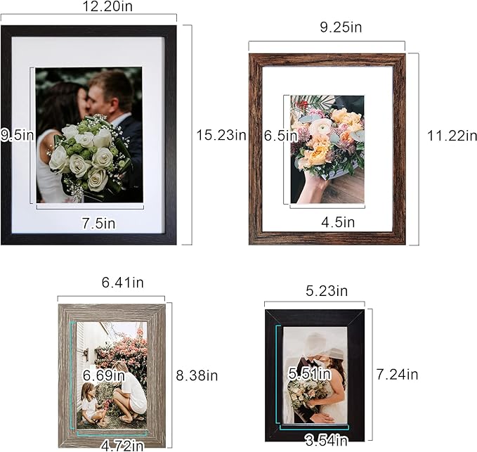 SESEAT Picture Frames Collage, Gallery Wall Frame Set with 11x14 8x10 5x7 4x6 Frames in 3 Different Finishes, Set of 10