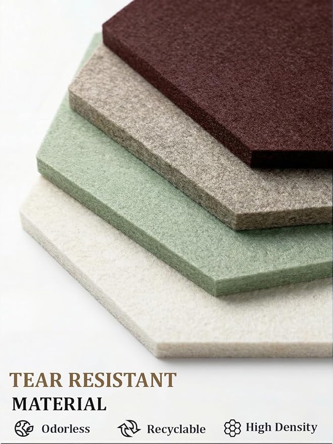 8 Pack Hexagon Felt Bulletin Board Tiles - 11.8" Large Thick Pin Board for Walls with 30 Push Pins, DIY Boards for Office Home School Decor, Aesthetic Hex Cork Board Alternative