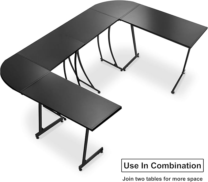 Super Deal L-Shaped Corner Desk Computer Gaming Desk - 58 Inch Modern Home PC Table Office Writing Workstation, Black