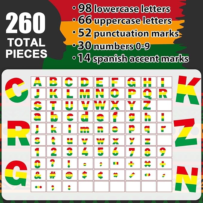 260 PCS Black History Month Bulletin Board Letters and Punctuation Cutout African American Alphabet Chalkboard Decoration Classroom Letter Poster Wall Bulletin Board Display Home School Decor Supplies