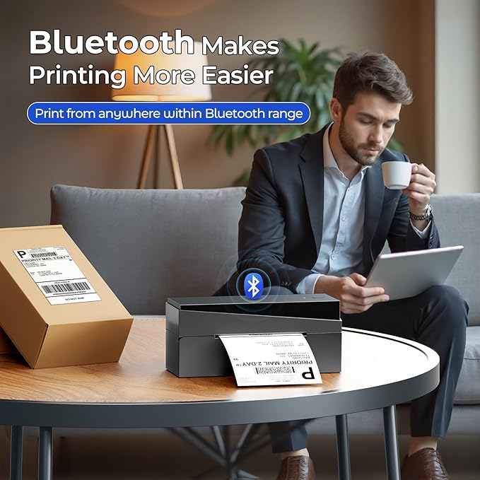 249BT Bluetooth Shipping Label Printer&2500Pcs Shipping Address Label for Small Business, Shipping Packages, Office, Home, Compatible with Android iPhone iPad Windows macOS Tiktok USPS Etsy