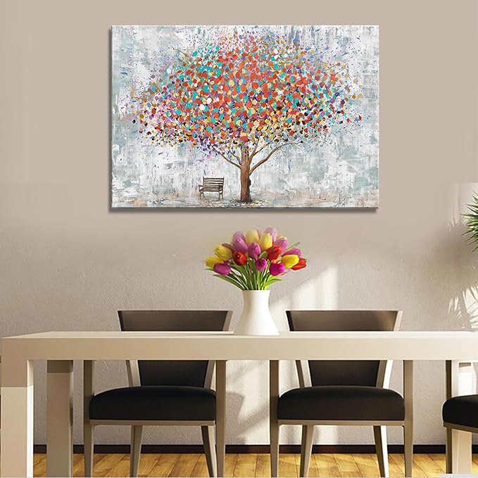 DZL Art H71181 Tree Wall Art Canvas Prints Wall Art Abstract Colorful Tree Painting Landscape Modern Artwork for Living Room Bedroom Office Home Wall Decoration Decor