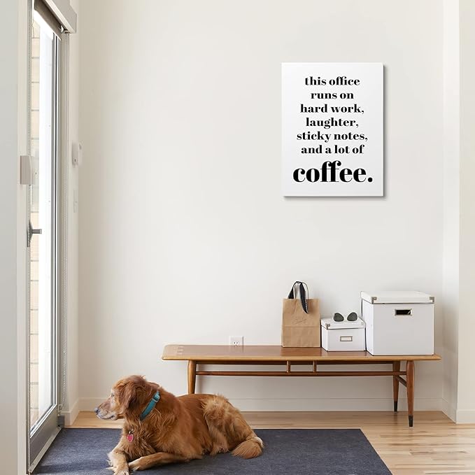 XWELLDAN Teamwork Quote Wall Art Canvas Prints, Coffee Humor Workplace Decor for Home Office HR Office, 11 x 14 Inch, Framed