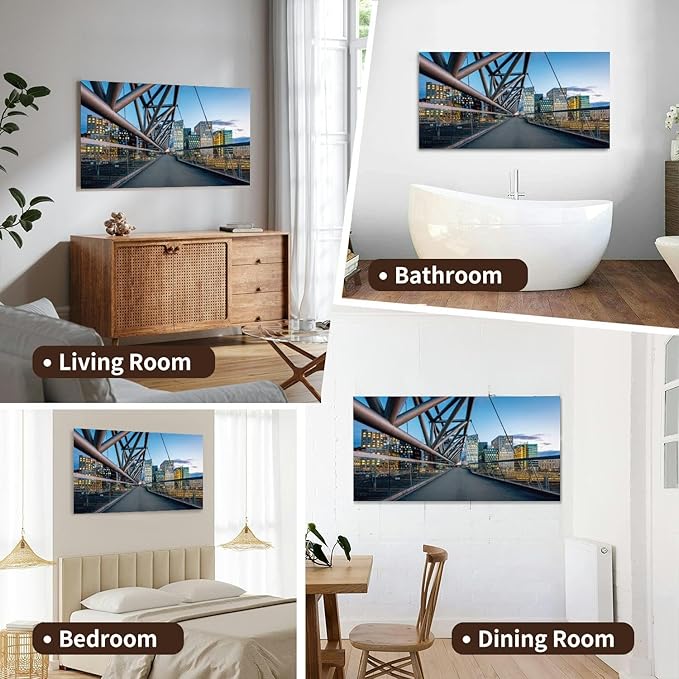 Canvas Wall Art for Living Room Bedroom Modern Skyline Oslo Norway at Sunset Panorama Big Large Wall Art Decor Framed Painting Wall Pictures Prints Artwork Office