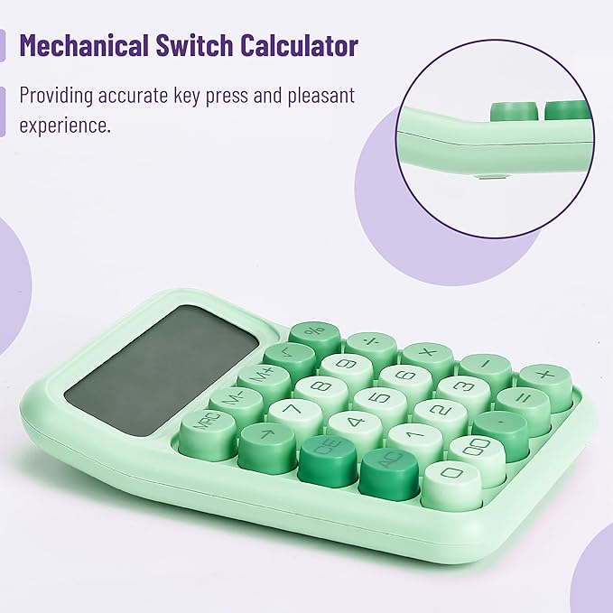 Mr. Pen- Mechanical Switch Calculator, 12 Digits, Large LCD Display, Green Calculator Big Buttons