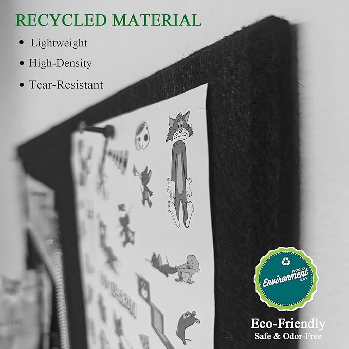 Cork Board for Walls 36" x 24", Black Bulletin Boards, 6 Pack Felt Cork Tiles with Removable Adhesive & 30 Pushpins, Cork Boards for Office, Home, Classroom, Kids Room