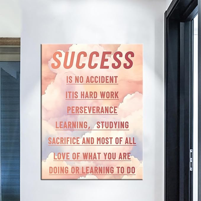 Success Inspirational Canvas Wall Art Office Decor Motivational Poster Print Positive Energy Picture Artwork for Modern Home Living Room Office Workplace Wall Decoration Ready to Hang [30''Wx 40''H]