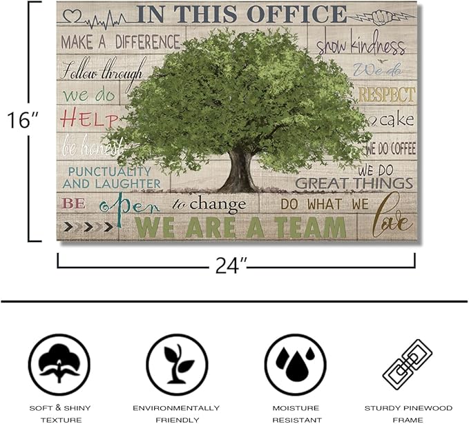 Inspirational Quotes Wall Art Prints Motivational Sayings Wall Decor Rustic Green Tree Picture Posters Framed Canvas Wall Decor for School Office Classroom College Decoration, 16x24 Inch