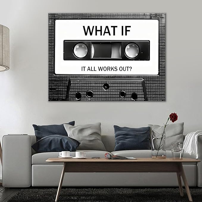 Motivational Wall Art Retro Tape Canvas Poster Print Inspirational Quotes Picture Painting Wall Decor Artwork for Modern Home Living Room Office Workplace Gym Stretched and Framed [30" Wx40 H]