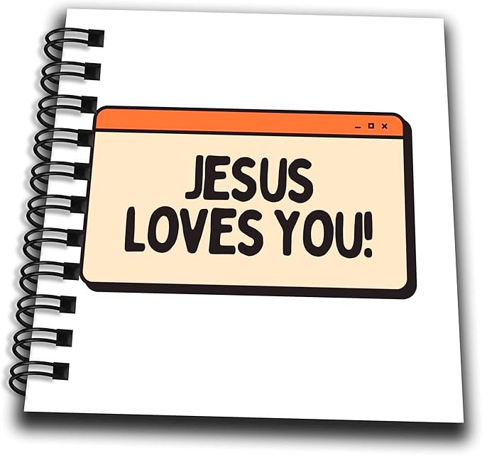 Mini Notepad 4 x 4 inch - Pop Up Prompt Design Jesus Loves You Christian Library Prints 3dRose - Rosette - Christian Library