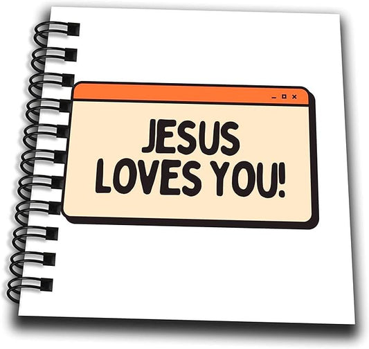 Mini Notepad 4 x 4 inch - Pop Up Prompt Design Jesus Loves You Christian Library Prints 3dRose - Rosette - Christian Library