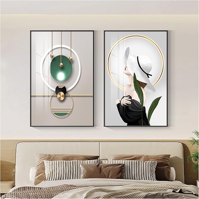 Wall Art for Office Framed Decorative Oil Painting Set Posters for Room Decorative Modern Artwork Ready to Hang 2 Pieces,B,15.7 * 11.8in