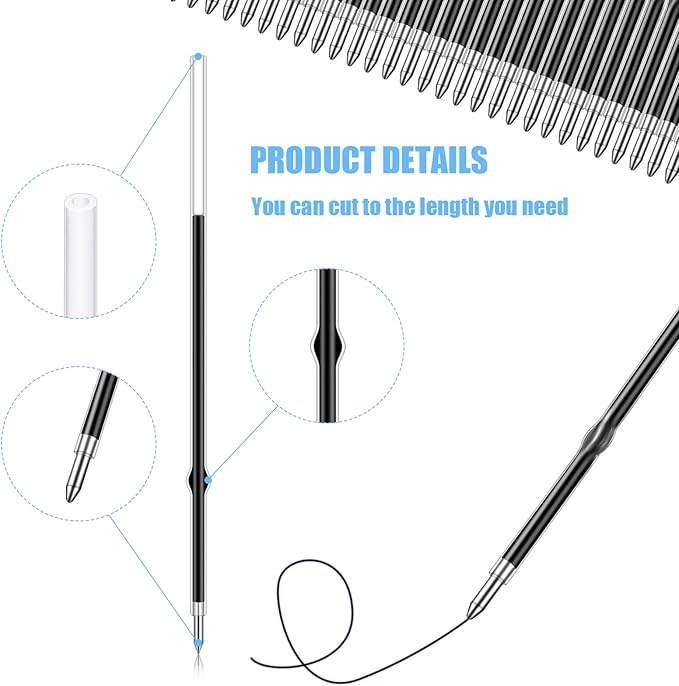 Outus 60 Pcs 0.7 mm Blue Retractable Pen Refills Bulk 4.2inch Replacement Ballpoint Ink Pen Refills for Click Ball Point Pens School Office Supplies