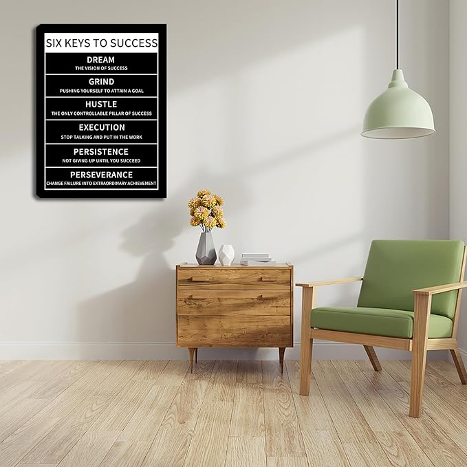 Motivational Office Wall Decor Posters Inspirational Black Wolf Canvas Wall Art Posters Prints Entrepreneur Quote Wall Picture Paintings Artwork Home Bedroom Living Room Decor Framed 12"x16"