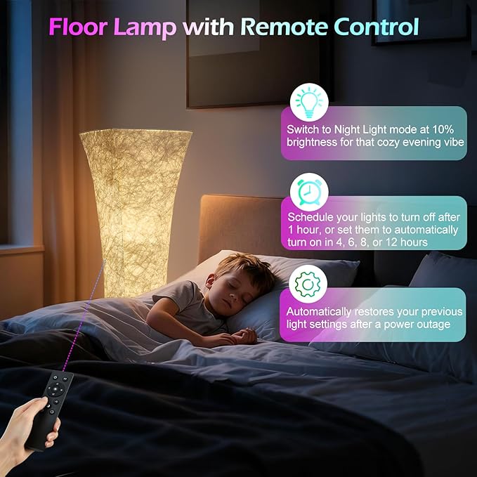 GyroVu Floor Lamps for Living Room, RGB Color Changing Corner Floor Lamp with Remote Control, Dimmable Standing Lamp for Bedroom, Office, Game Room, Kids Room (Bulbs Included)