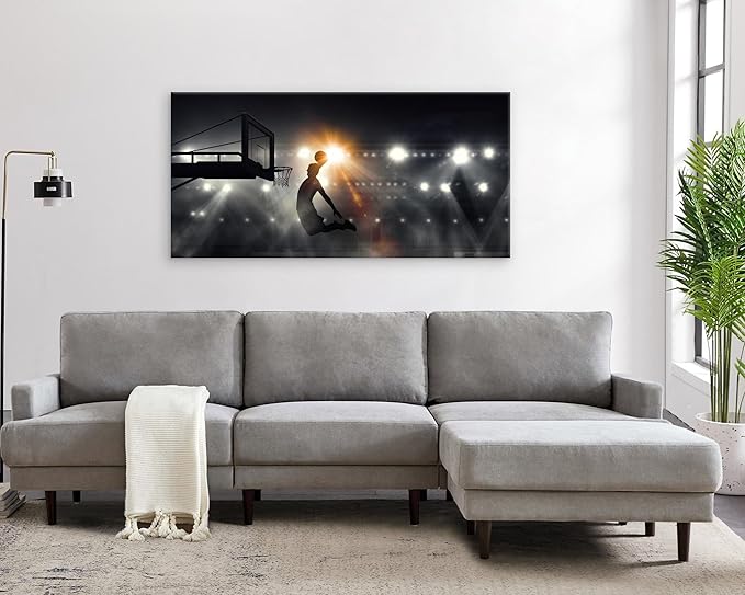 Muolunna BK06675 Basketball Sports Canvas Wall Art Picture 1 Panel Sports Painting Art Prints For Living Room Boys Room Office Wall Decor Artwork