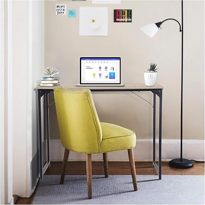 NChanmar 47 Inch Computer Desk, Office Desk Gaming Desk with Metal Frame, Writing Workstation for Home Office, Space Saving Computer Table for Small Space (Nature) 47x19.6x29