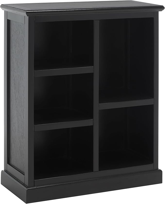 SAFAVIEH Home Collection – Maralah 5-Shelf Solid Wood Bookcase, Black, 25" Wide Storage Display Shelf, Fully Assembled (AMH6634D)