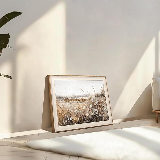 ASTRDECOR Framed Vintage Wall Art Home Decor, Farmhouse Decor Wall Art Autumn Country Wildflower Field Nature Canvas Art Wall Decor Living Room, Vintage Oil Painting Botanical Art Print Decor-12''x16''