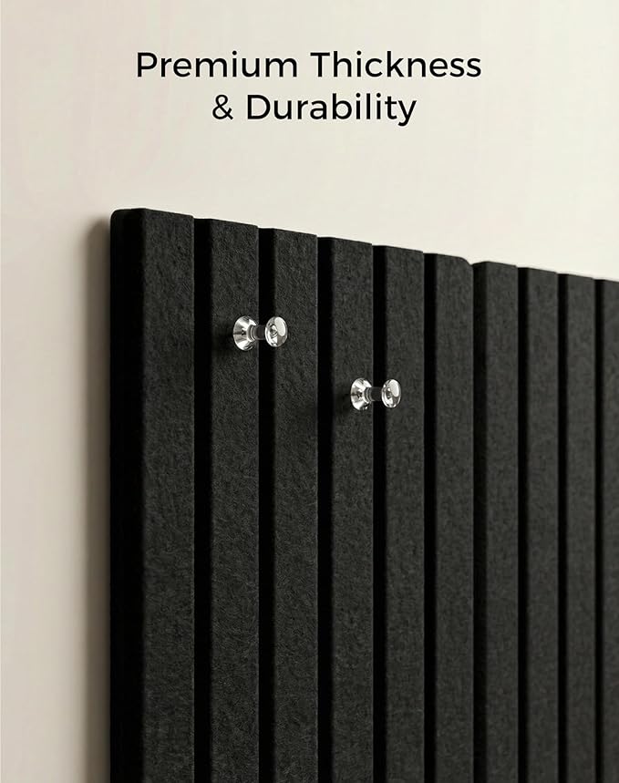Aothia 12-Pack Large Felt Bulletin Board 48"x36", Modular Pin Board Tiles for Wall, Cork Board Alternative for Office & Classroom, Includes 70 Adhesive Tabs & 40 Pushpins, Black