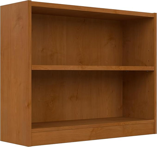 Bush Home Universal Small 2 Shelf Bookcase in Natural Cherry, Low Storage and Display Bookshelf for Home Office or Living Room Organization