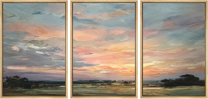 SIGNWIN Framed Canvas Print Wall Art Set Sunset Horizon Sky Landscape Photography Modern Art Landscape Relax/Calm for Living Room, Bedroom, Office - 24"x36"x3 NATURAL