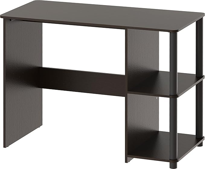 SHW 35-Inch Home Office Cyrus Desk with Open Storage Shelves, Espresso