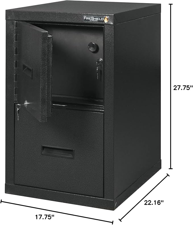FireKing® FireShield 22" D Vertical 1-Drawer File Cabinet and Safe, Metal, Black Stone