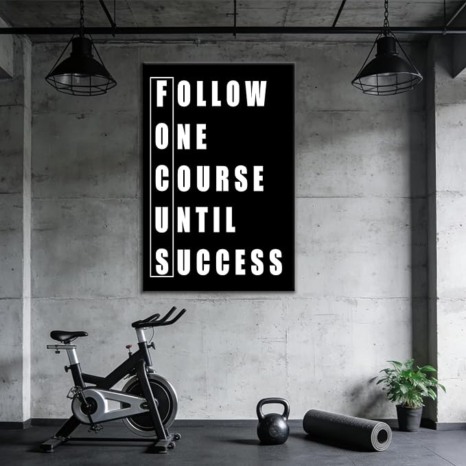 Follow One Course Until Success Motivational Wall Decor Office Poster Inspiring Wall Art Quotes Printed on Canvas for Modern Home Living Room Office Picture Painting Ready to Hang [24''W x 36''H]