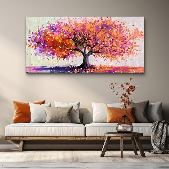 Wapluam Wall Art For Living Room Canvas Wall Decor For Office Bedroom Decorations Red Tree Wall Painting Abstract Watercolour Wall Pictures Artwork Canvas Prints Posters Modern Home Decor 40" x 20"