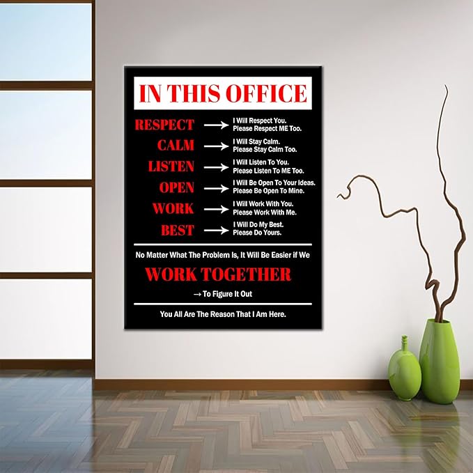 Motivational Office Wall Art Inspirational Canvas Wall Art In This Office Posters Wall Decor Print Entrepreneur Quote Wall Painting Picture Artwork for Bedroom Office Wooden Framed [30''Wx 40''H]
