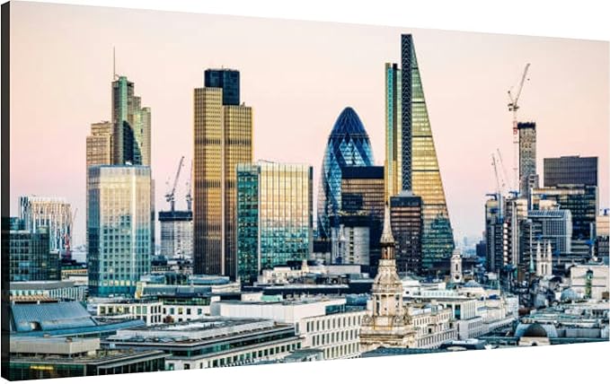 Canvas Wall Art for Living Room Bedroom Skyscrapers City London Big Large Wall Art Decor Framed Painting Wall Pictures Prints Artwork Office