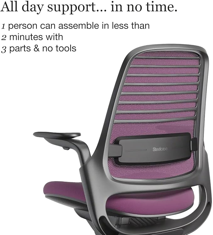 Steelcase Series 1 Office Chair - Ergonomic Work Chair with Wheels for Carpet - Helps Support Productivity - Weight-Activated Controls, Back & Arm Support - Easy Assembly - Concord