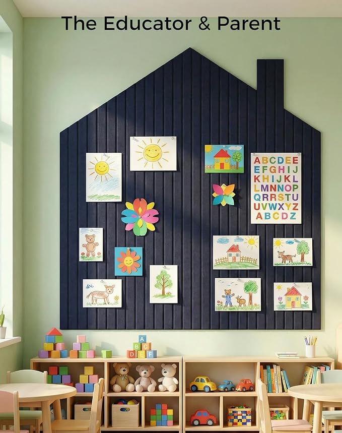 Aothia 12-Pack Large Felt Bulletin Board 48"x36", Modular Pin Board Tiles for Wall, Cork Board Alternative for Office & Classroom, Includes 70 Adhesive Tabs & 40 Pushpins, Navy Blue