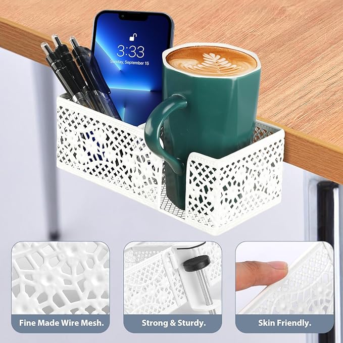 Desk Organizer Clip on Desk Cup Holder Pencil Holder for Desk Storage Beverages Phone Holder Desk Organizer and Accessories Office School Home