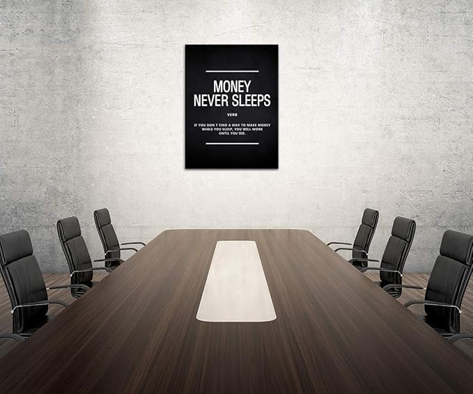 Yatsen Bridge Motivational Wall Art Money Never Sleeps Inspiring Painting Prints on Canvas Inspirational Entrepreneur Quotes Posters for Office Home 28" W x 44" H