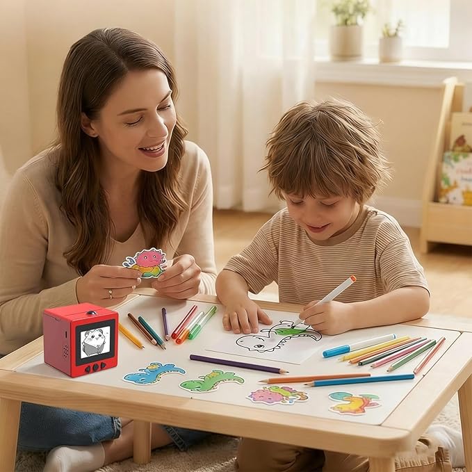 AI Voice Sticker Printer | Smart Mini Thermal Printer Box | AI Voice Control Label Sticker Maker Machine with Display | DIY Mini Photo Label Printers Smart Toy for Kids, Office & School