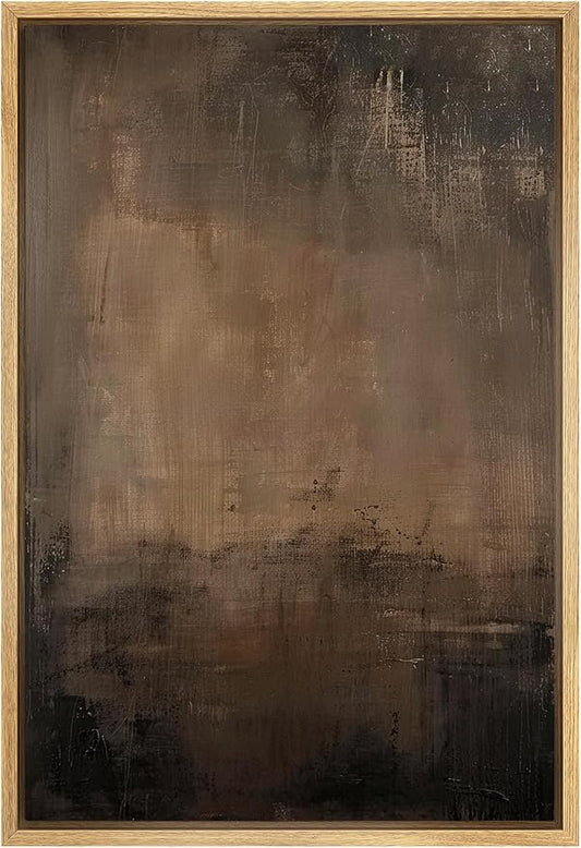 SIGNFORD Framed Canvas Print Wall Art Abstract Earthy Tones Rustic Neutral Illustrations Modern Art Decorative Bohemian Relax/Calm for Living Room, Bedroom, Office - 16"x24" Natural