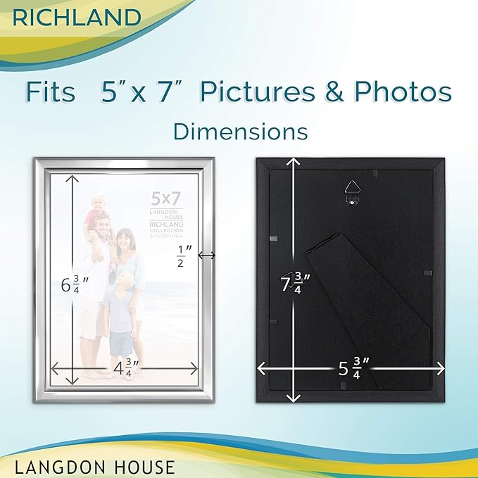 Langdon House 5x7 Silver Picture Frame - Distinguished Edging for Classic Style - Richland Collection