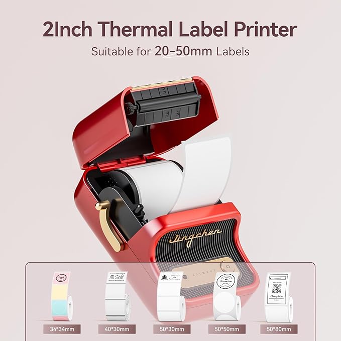 NIIMBOT B21 Label Maker Machine with Tape, 2 Inch Portable Sticker Printer Thermal Labeler for Gift Jar Candle Address Labels for Home Office Business Organization, Supports Mobile & PC, Red