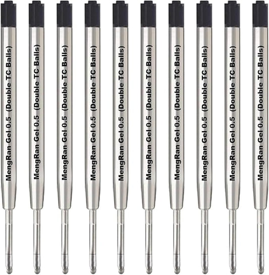 MengRan 3.9'' Gel Ink Pen Refills for Click Pens, 0.5mm Fine Tip,Compatible with Parker Pen Refill (Gel Ink-Black Ink-10Pcs)