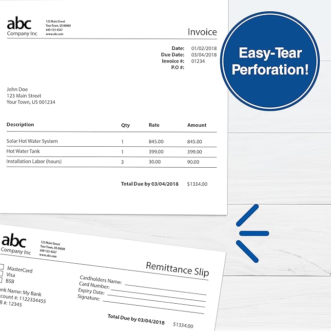 PrintWorks Professional 3" Horizontal Perforated Paper 8.5” x 11” - Perfect For W-2, 1099, & Statement Use - Made in the USA - 2500 Sheets - 24 lb - Printer Compatible - White (04168C)