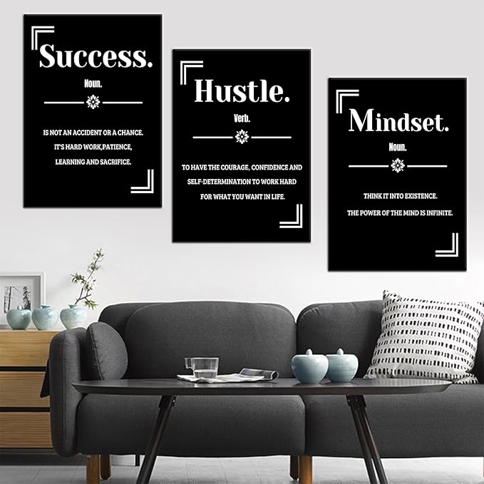 Inspirational Poster Wall Art for Office Success Motivational Quotes Printed on Canvas Inspiring Painting Artwork for Modern Home Living Room Workplace Wall Picture Ready to Hang [60''Wx28''H]