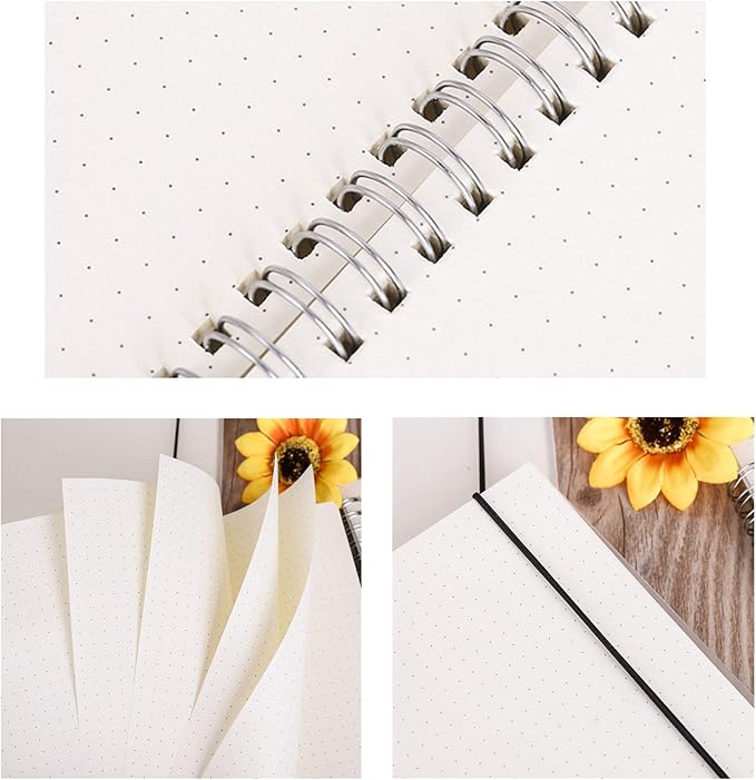 Yansanido Spiral Notebook, 4 Pcs 10.1 Inch x 7.6 Inch B5 Thick Plastic Translucent Frosting Hardcover Dot Paper 80 Sheets -160 Pages Journals for Study and Notes (B5 7.3"X 10"-Dot Grid 4pcs)