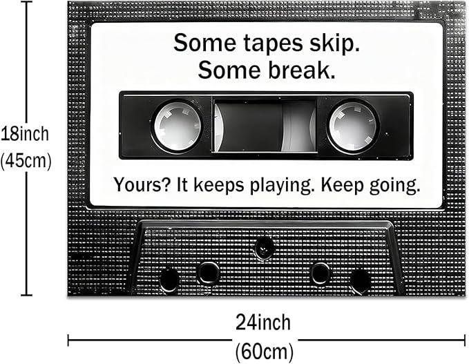PSYYSP Cassette Tape inspirational Canvas Wall Art Motivational Poster for Office Classroom Fitness Office Decor Positive Quotes Picture Print for Men Women Growth Mindset Ready to Hang [18''Wx24''H]